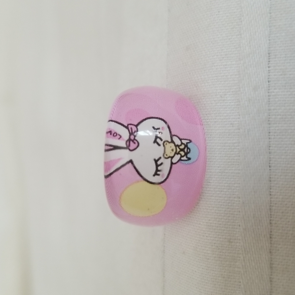 Pink Bunny Teddy Bear Acrylic Ring